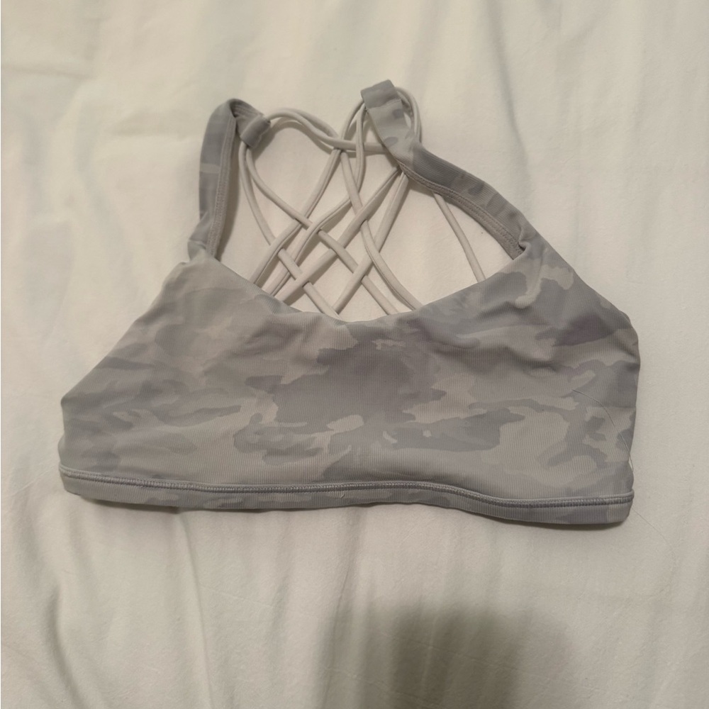 lululemon athletica Gray Camo Strappy Sports Bra